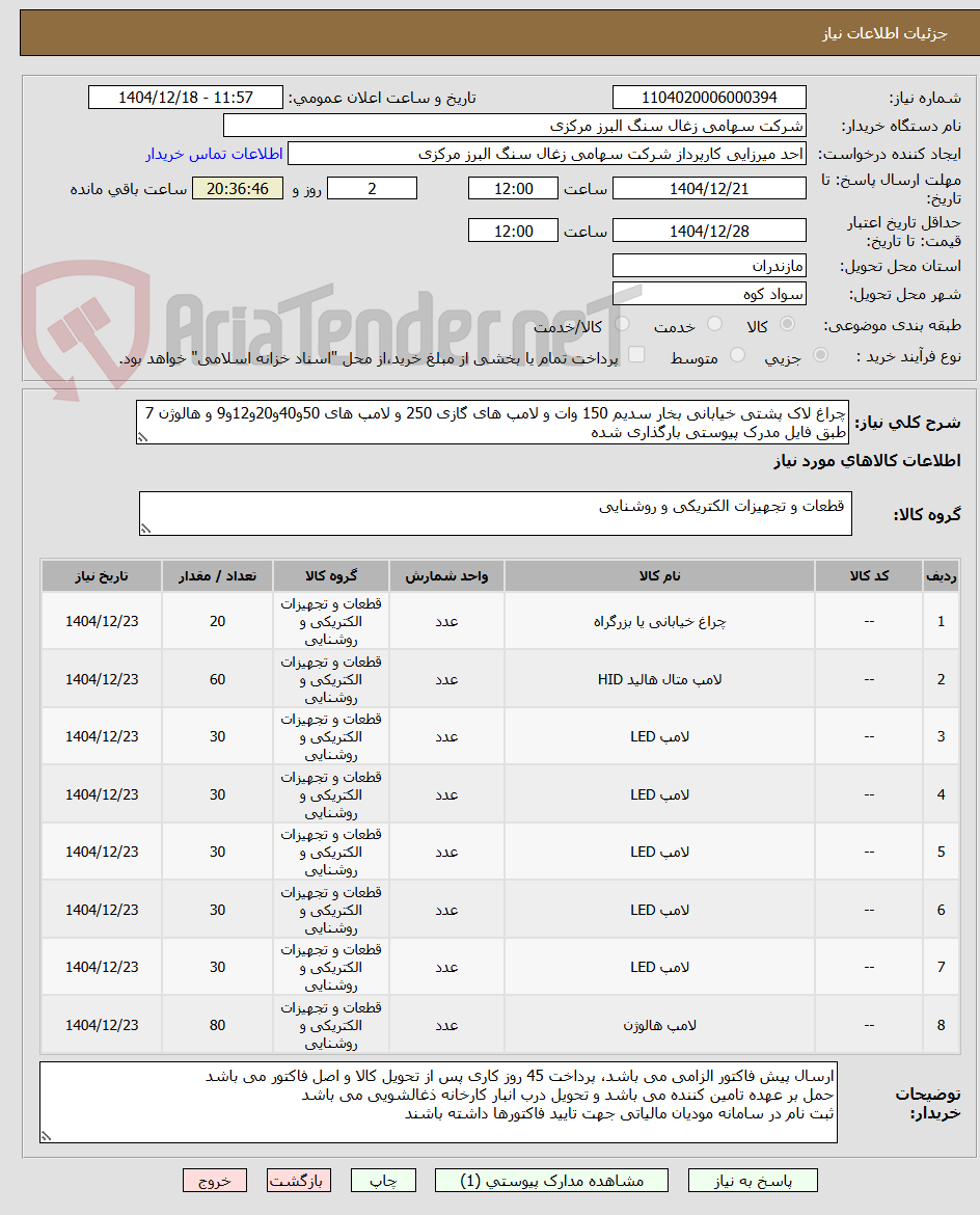 تصویر کوچک آگهی چراغ لاک پشتی خیابانی بخار سدیم 150 وات و لامپ های گازی 250 و لامپ های 50و40و20و12و9 و هالوژن 7 طبق فایل مدرک پیوستی بارگذاری شده