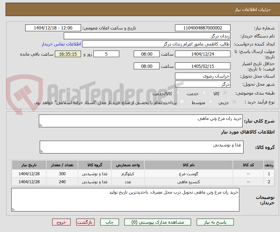 تصویر کوچک آگهی خرید ران مرغ وتن ماهی