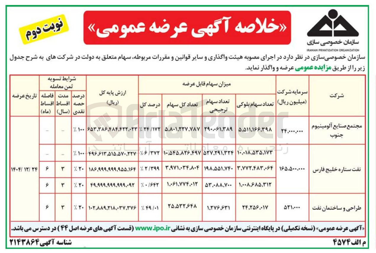 تصویر کوچک آگهی آگهی عرضه عمومی