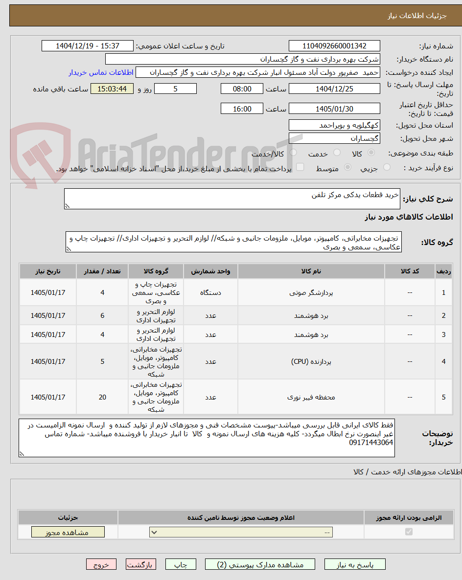تصویر کوچک آگهی خرید قطعات یدکی مرکز تلفن