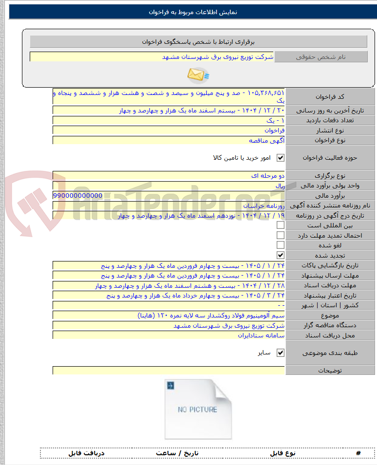 تصویر کوچک آگهی سیم آلومینیوم فولاد روکشدار سه لایه نمره ۱۲۰ (هاینا)