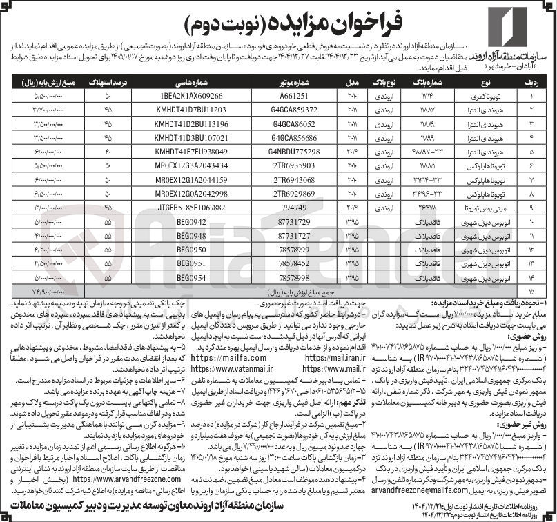 تصویر کوچک آگهی  فروش قطعی خودروهای فرسوده