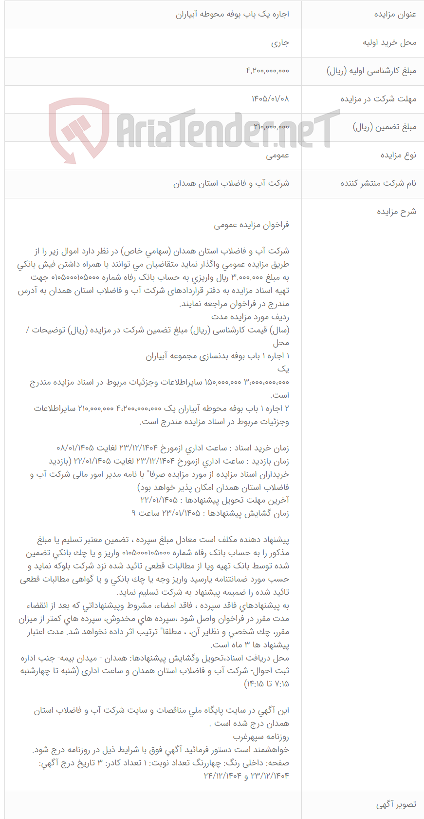 تصویر کوچک آگهی اجاره یک باب بوفه محوطه آبیاران