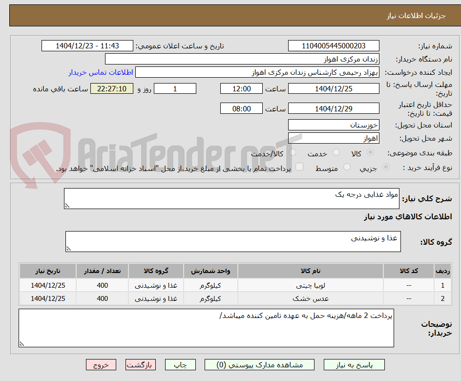 تصویر کوچک آگهی مواد غذایی درجه یک