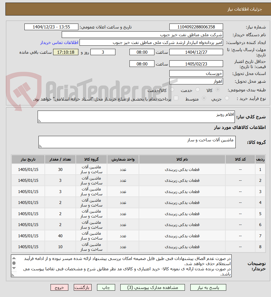 تصویر کوچک آگهی اقلام رونیز