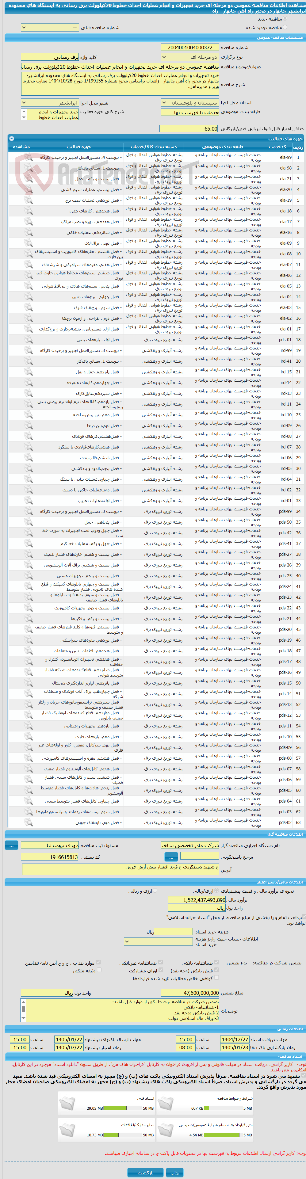 تصویر کوچک آگهی مناقصه عمومی دو مرحله ای خرید تجهیزات و انجام عملیات احداث خطوط 20کیلوولت برق رسانی به ایستگاه های محدوده ایرانشهر-چابهار در محور راه آهن چابهار - زاه