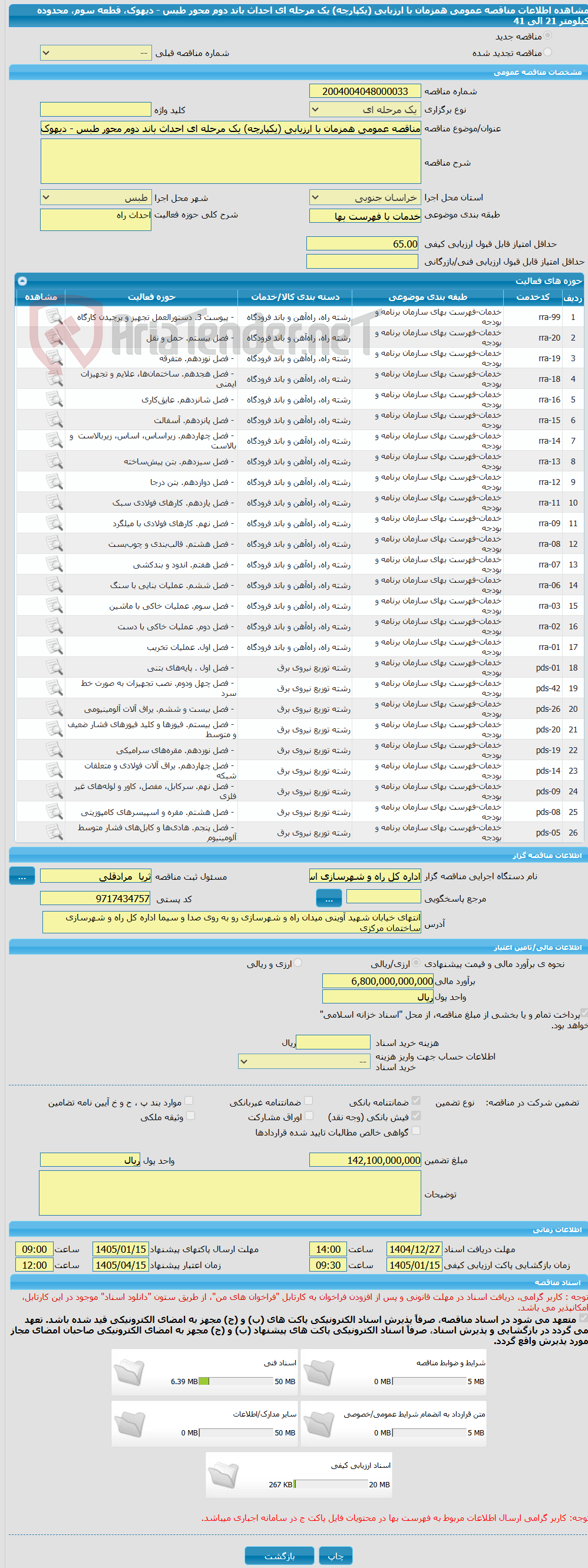 تصویر کوچک آگهی مناقصه عمومی همزمان با ارزیابی (یکپارچه) یک مرحله ای احداث باند دوم محور طبس - دیهوک، قطعه سوم، محدوده کیلومتر 21 الی 41