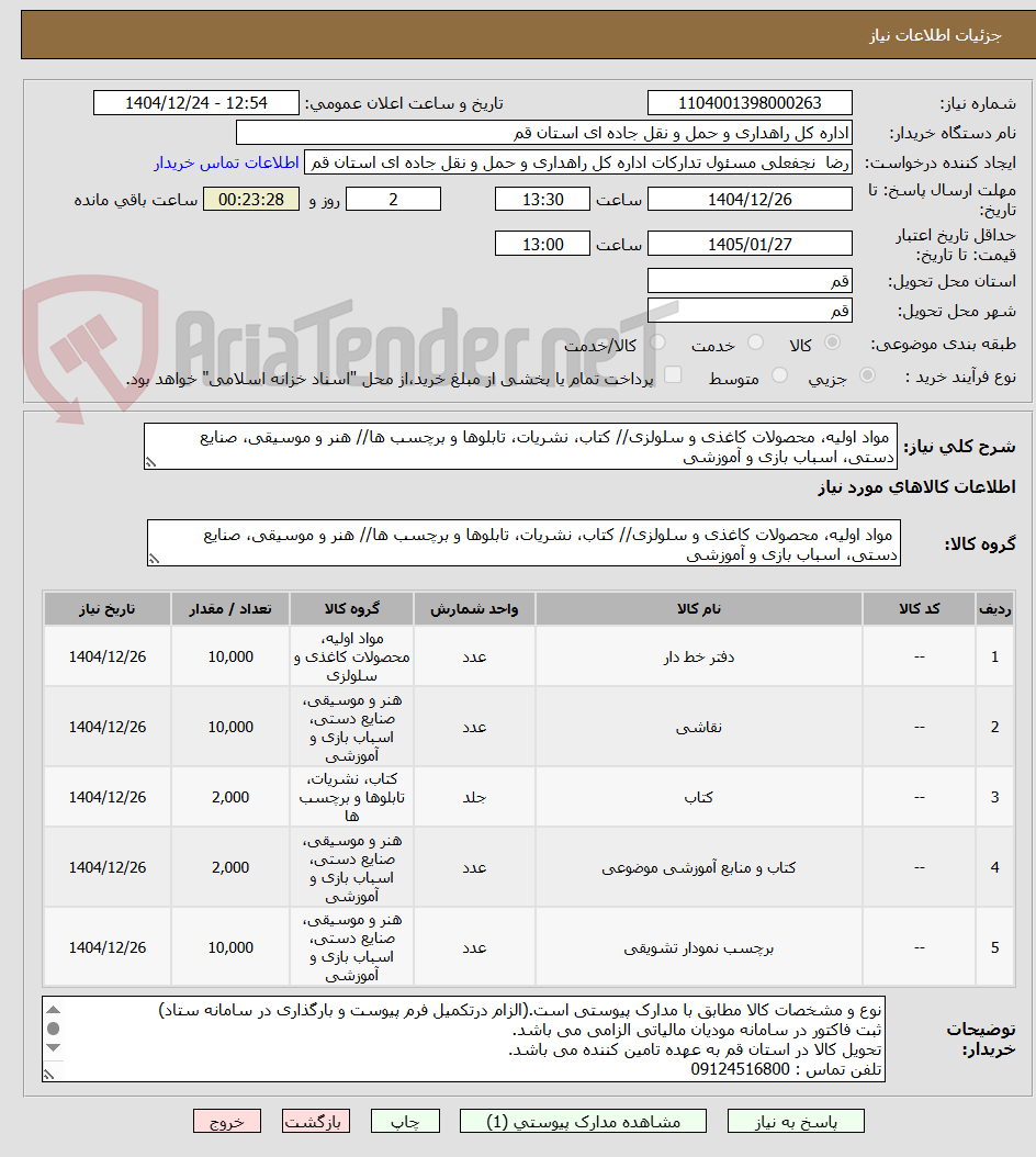 تصویر کوچک آگهی  مواد اولیه، محصولات کاغذی و سلولزی// کتاب، نشریات، تابلوها و برچسب ها// هنر و موسیقی، صنایع دستی، اسباب بازی و آموزشی