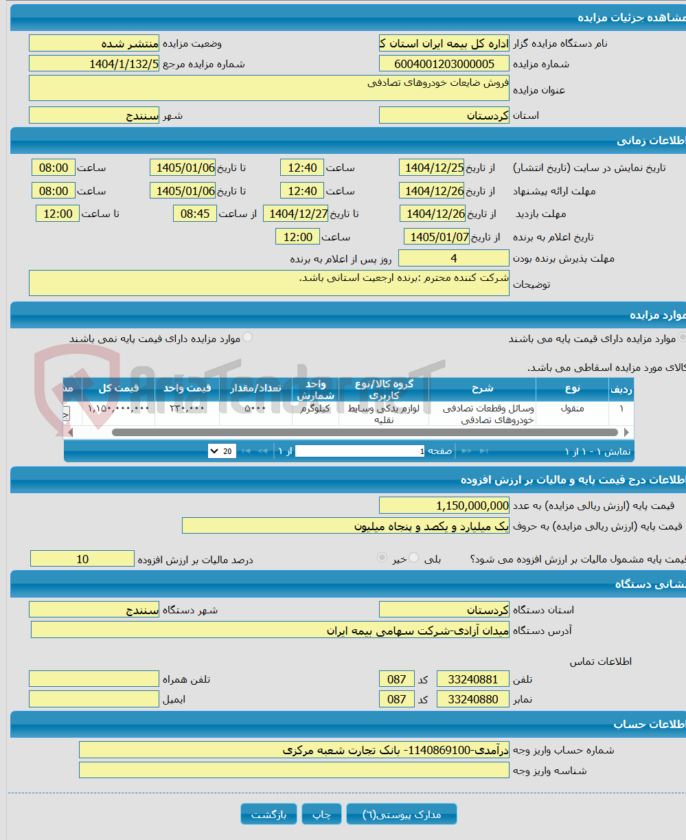 تصویر کوچک آگهی فروش ضایعات خودروهای تصادفی 
