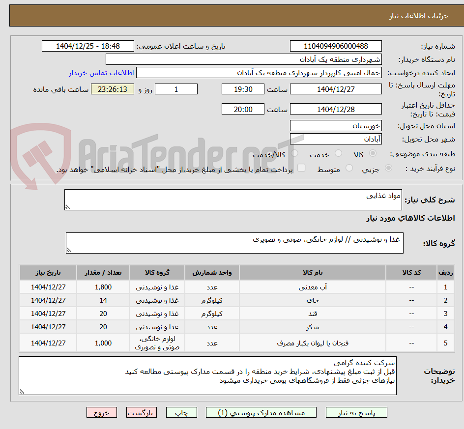 تصویر کوچک آگهی مواد غذایی