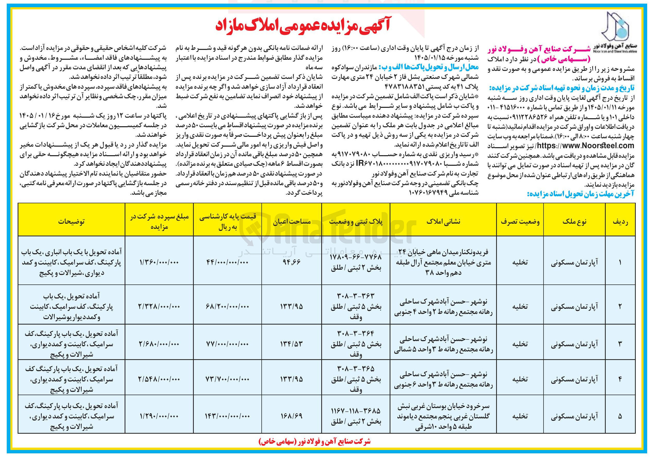 تصویر کوچک آگهی فروش املاک در 5 ردیف با کاربری مسکونی 