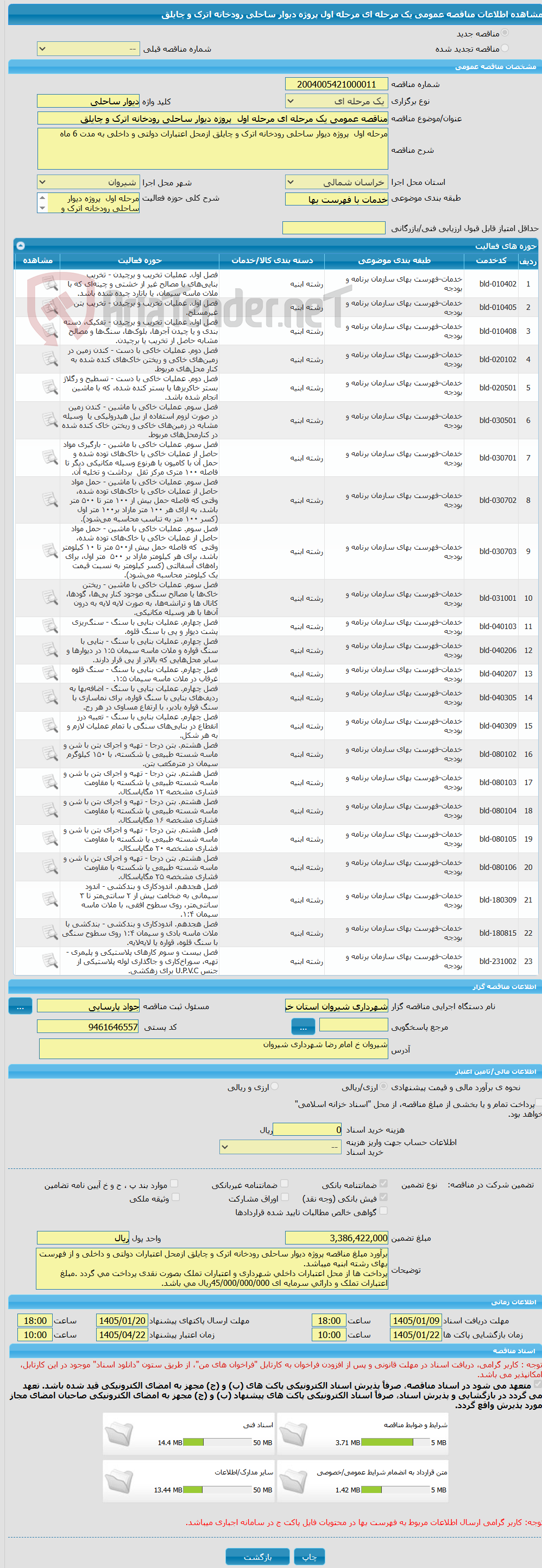 تصویر کوچک آگهی مناقصه عمومی یک مرحله ای مرحله اول پروژه دیوار ساحلی رودخانه اترک و چایلق