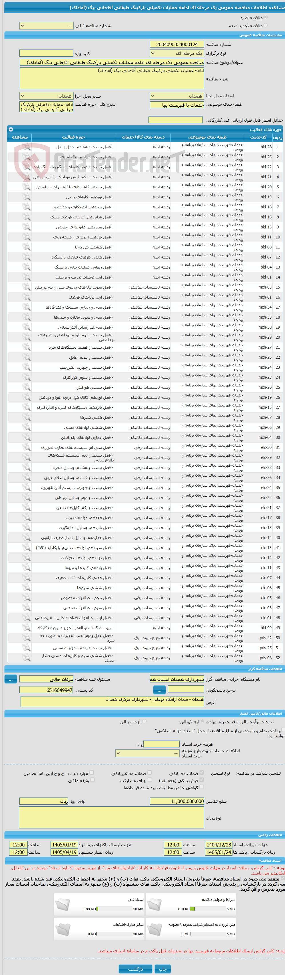 تصویر کوچک آگهی مناقصه عمومی یک مرحله ای ادامه عملیات تکمیلی پارکینگ طبقاتی آقاجانی بیگ (آمادای)