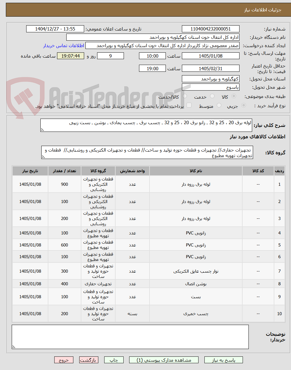 تصویر کوچک آگهی لوله برق 20 ، 25 و 32 ـ زانو برق 20 ، 25 و 32 ـ چسب برق ـ چسب پمادی ـ بوشن ـ بست زیپی