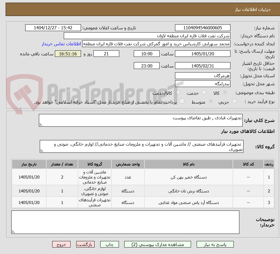 تصویر کوچک آگهی تجهیزات قنادی , طبق تقاضای پیوست