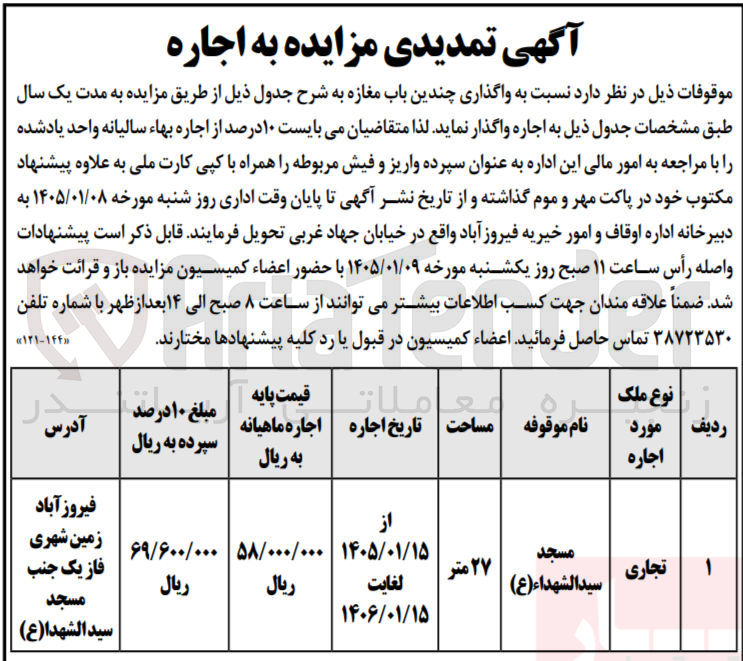 تصویر کوچک آگهی واگذاری چندین باب مغازه