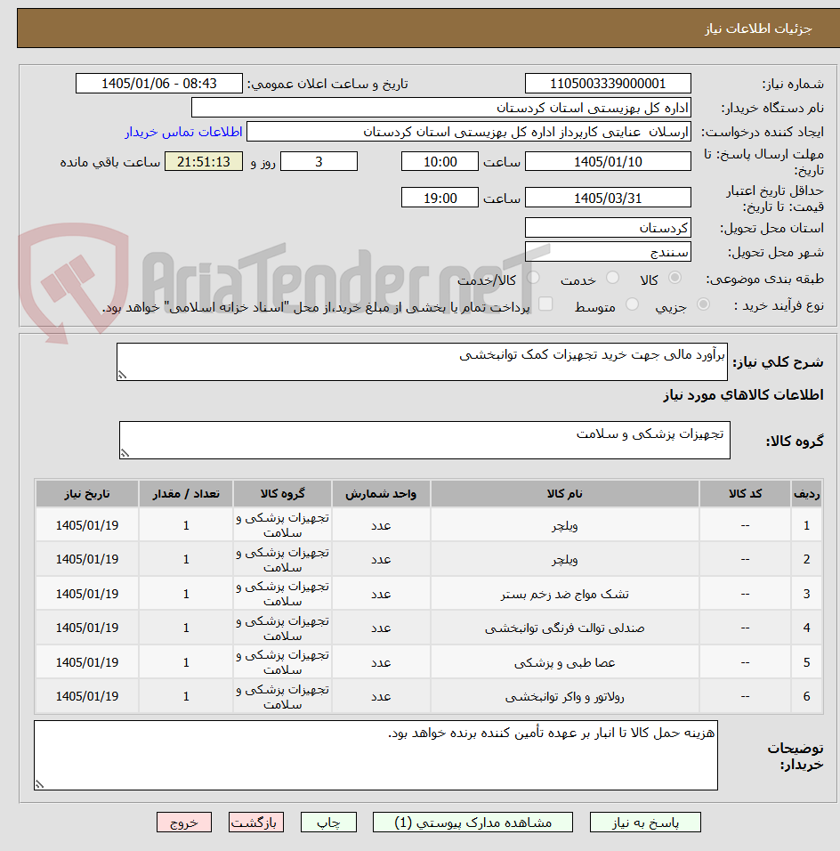 تصویر کوچک آگهی برآورد مالی جهت خرید تجهیزات کمک توانبخشی