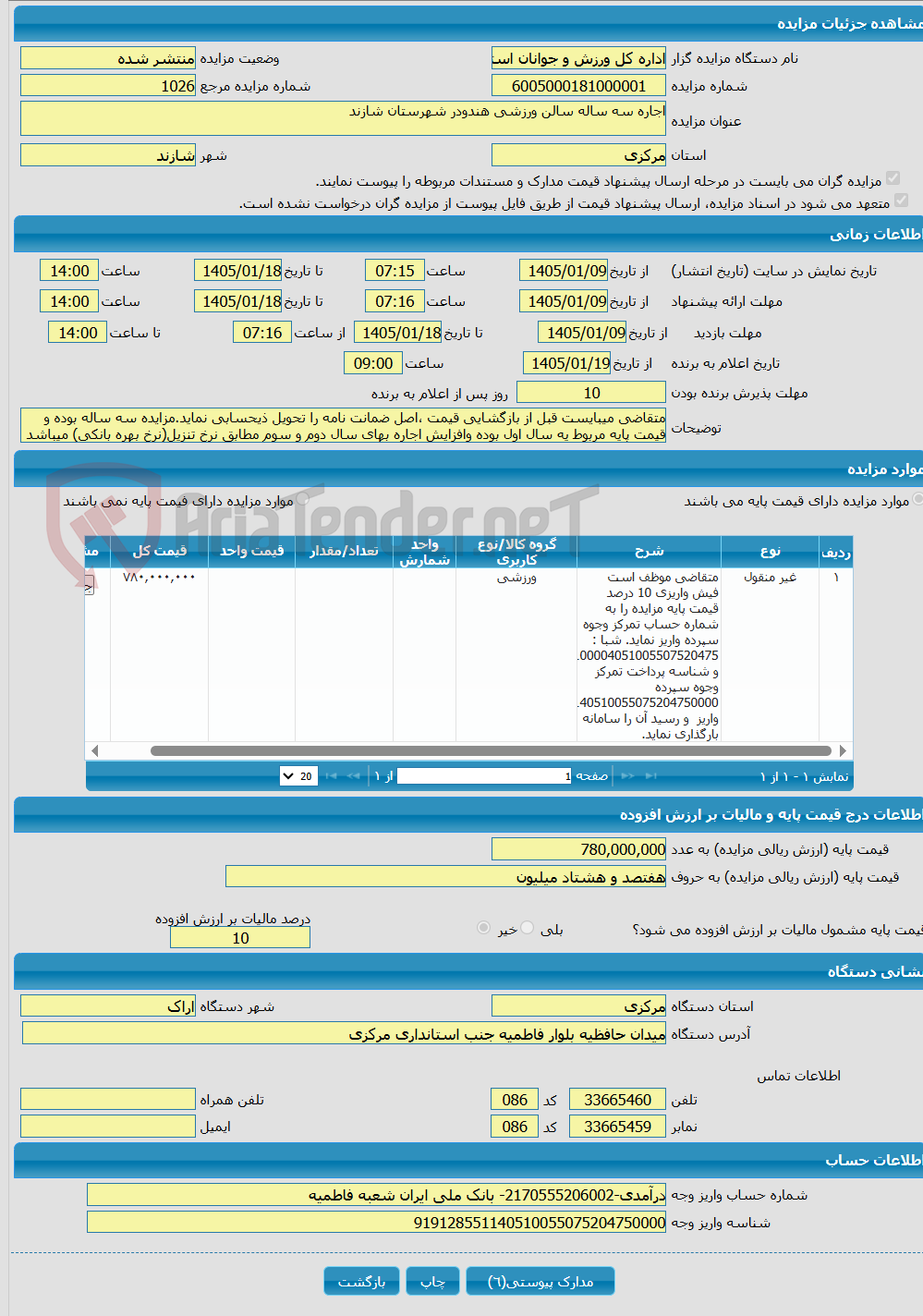 تصویر کوچک آگهی اجاره سه ساله سالن ورزشی هندودر شهرستان شازند