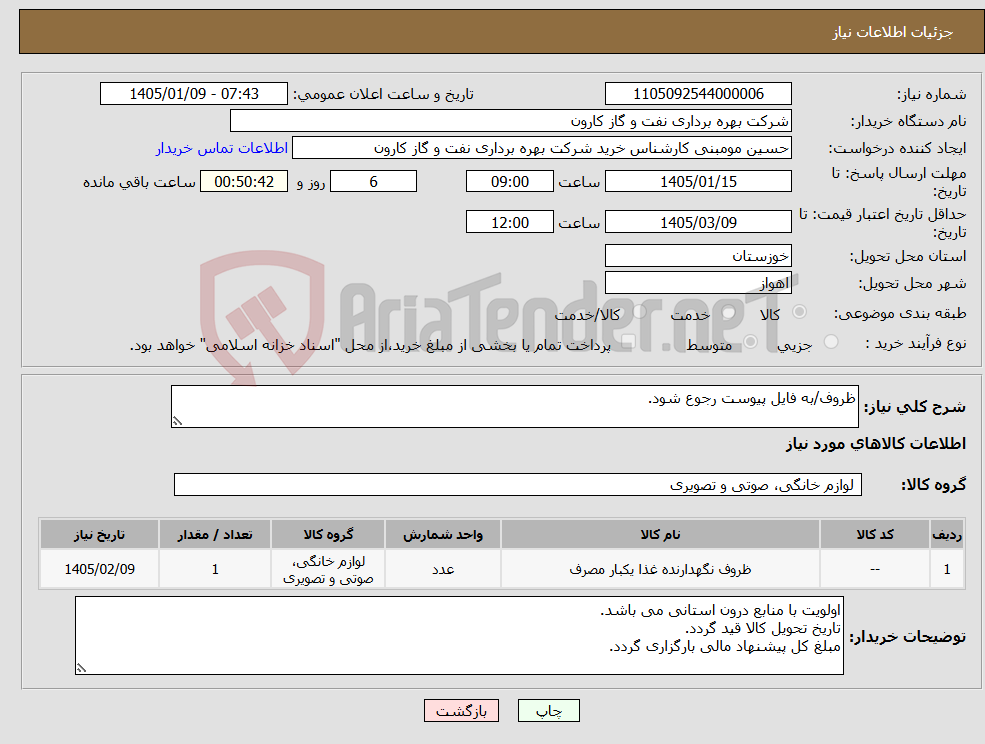 تصویر کوچک آگهی نیاز کالا-ظروف/به فایل پیوست رجوع شود.