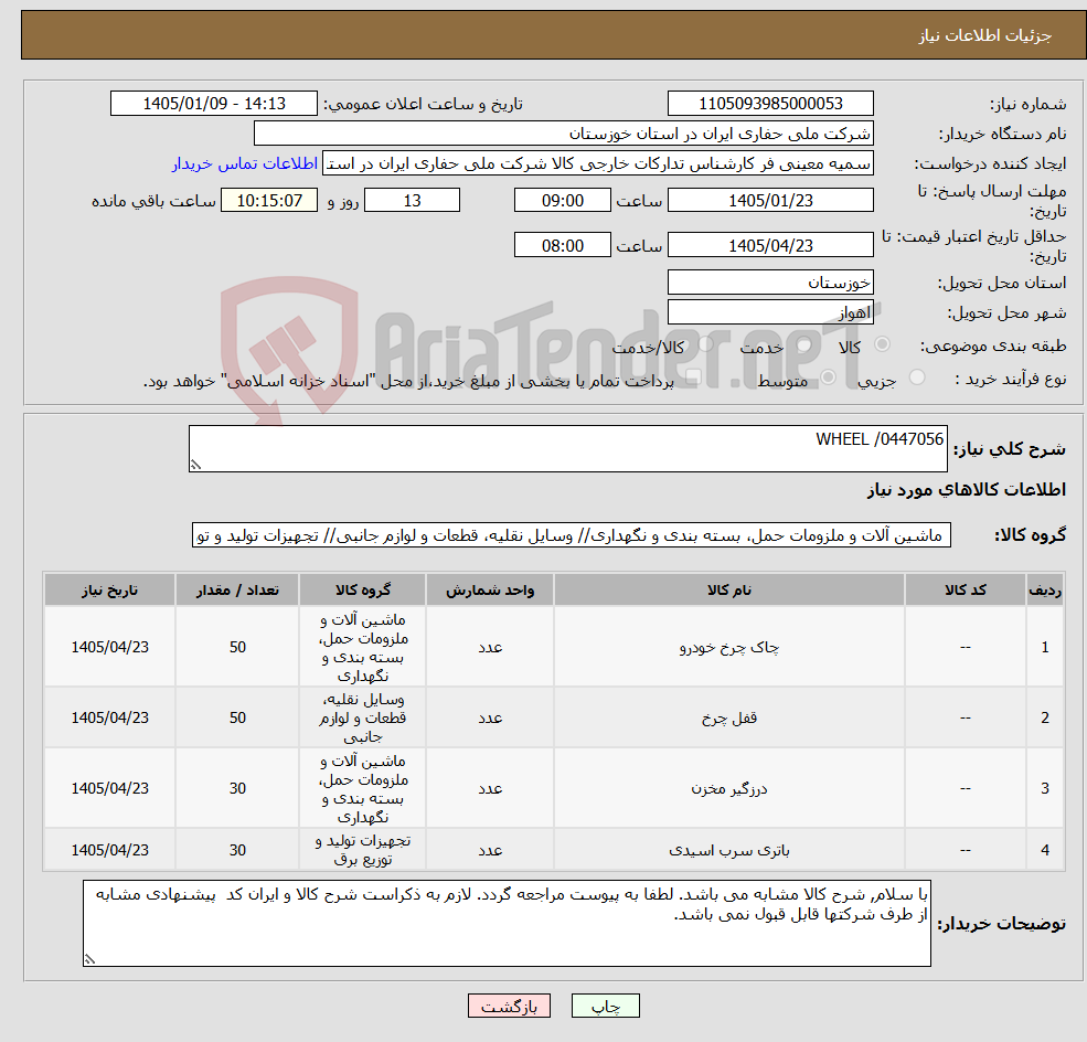 تصویر کوچک آگهی نیاز کالا-WHEEL /0447056