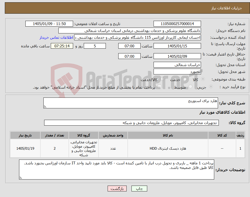 تصویر کوچک آگهی نیاز کالا-هارد برای استوریج