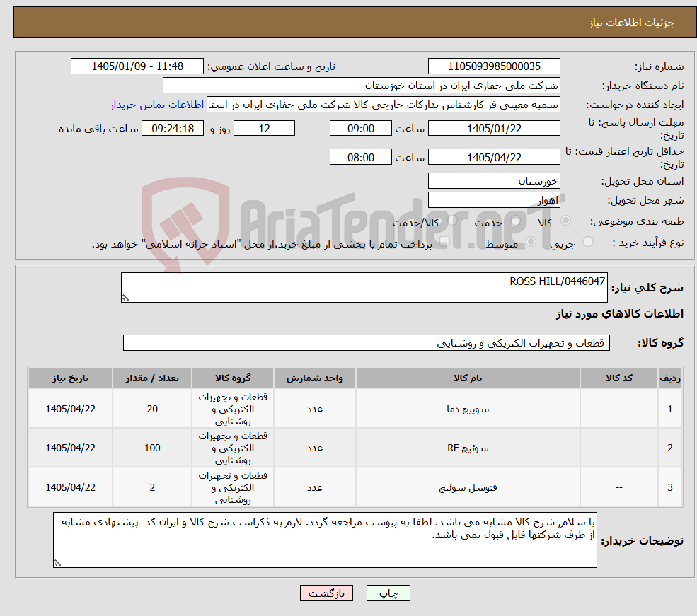 تصویر کوچک آگهی نیاز کالا-ROSS HILL/0446047
