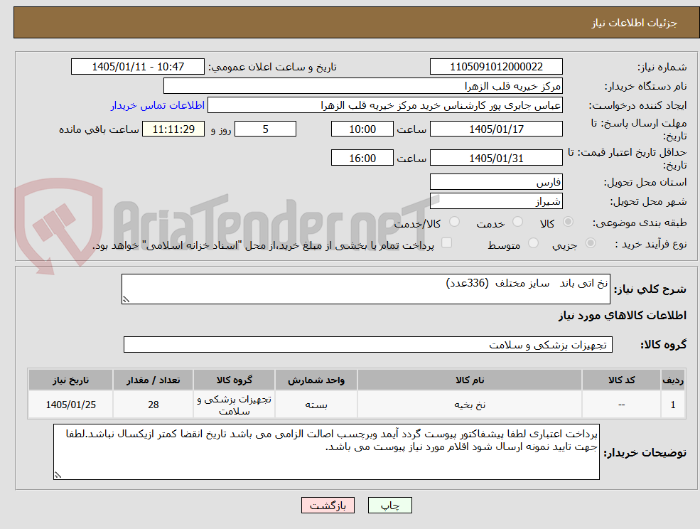 تصویر کوچک آگهی نخ اتی باند   سایز مختلف  (336عدد)