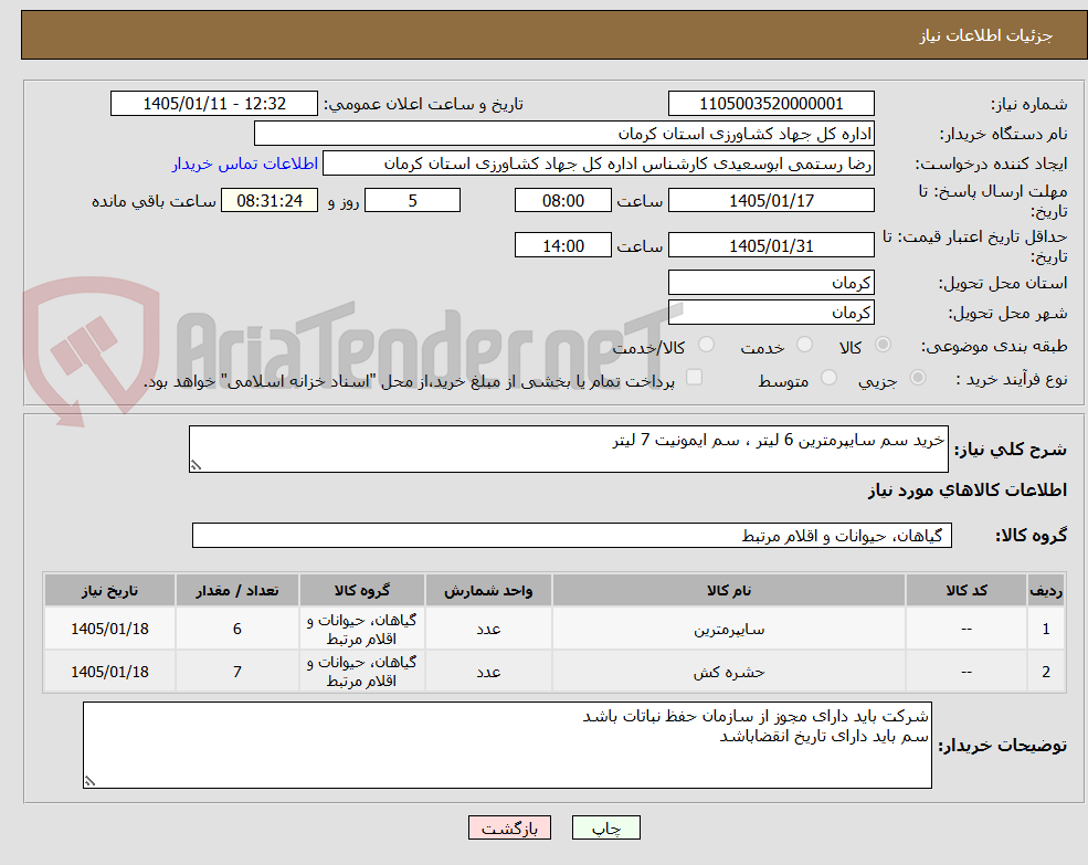 تصویر کوچک آگهی خرید سم سایپرمترین 6 لیتر ، سم ایمونیت 7 لیتر