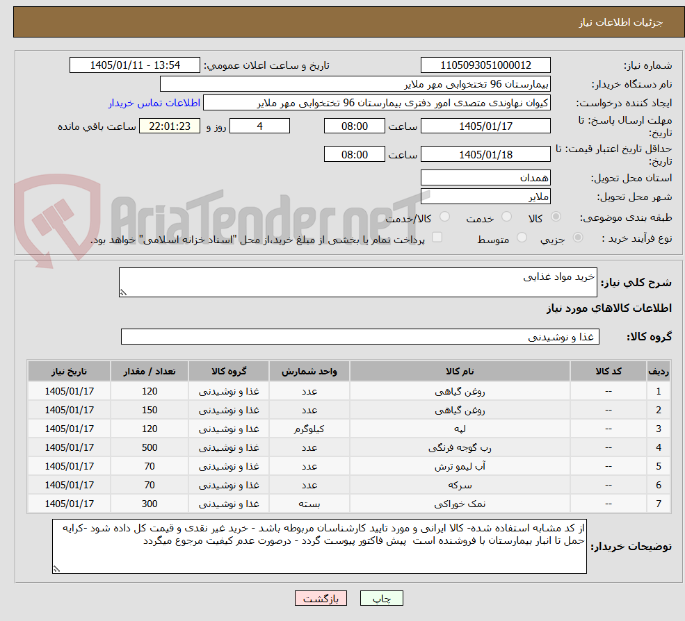 تصویر کوچک آگهی خرید مواد غذایی