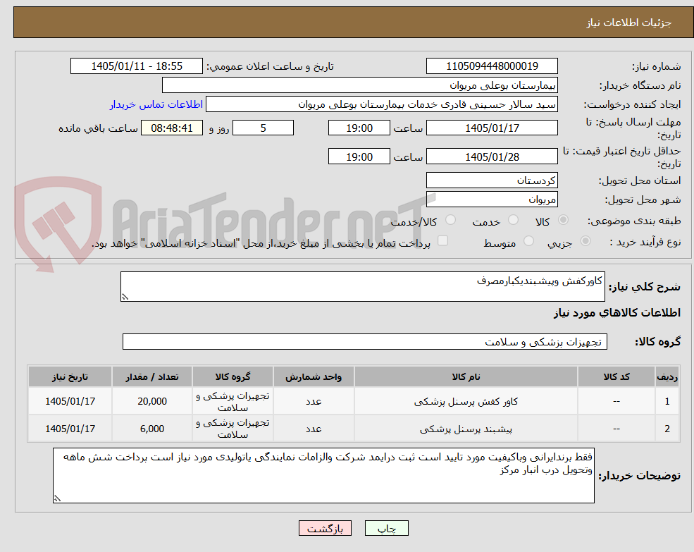 تصویر کوچک آگهی کاورکفش وپیشبندیکبارمصرف