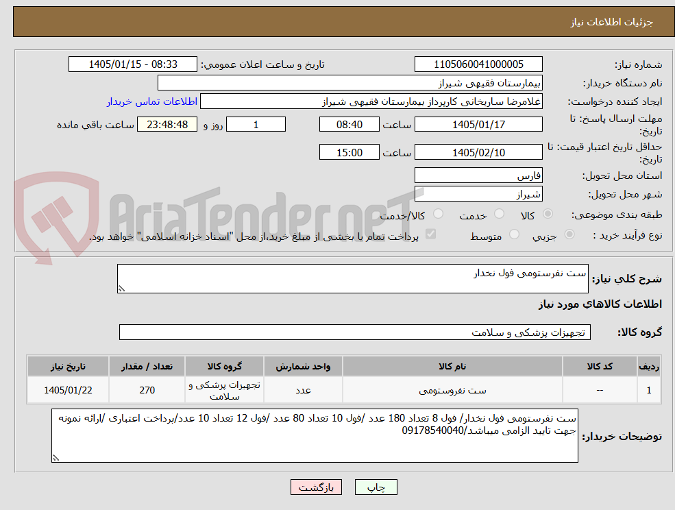 تصویر کوچک آگهی ست نفرستومی فول نخدار 