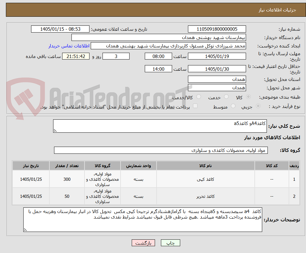 تصویر کوچک آگهی کاغذA4و کاغذa5