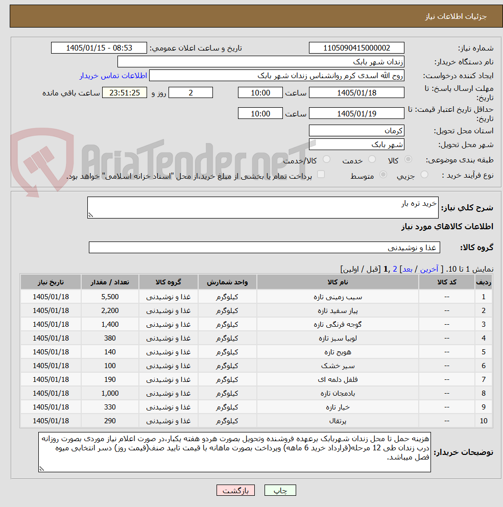 تصویر کوچک آگهی خرید تره بار