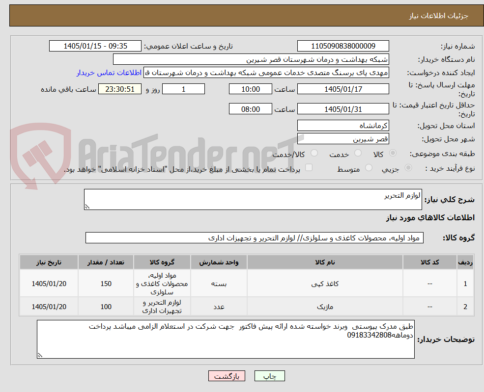 تصویر کوچک آگهی لوازم التحریر