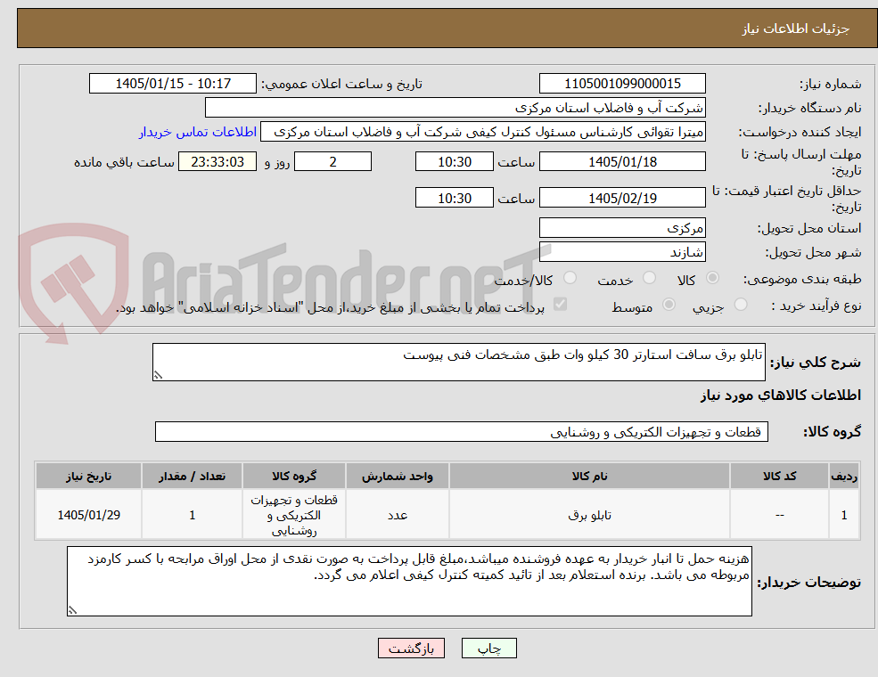 تصویر کوچک آگهی تابلو برق سافت استارتر 30 کیلو وات طبق مشخصات فنی پیوست