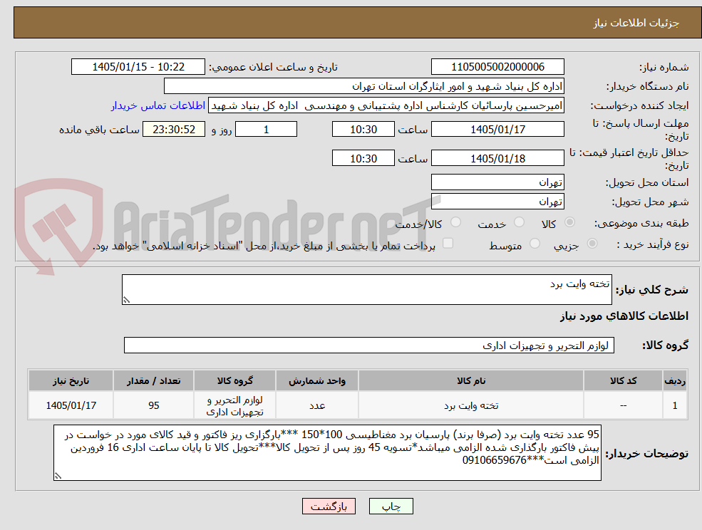 تصویر کوچک آگهی تخته وایت برد