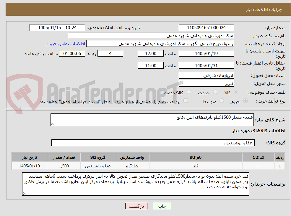 تصویر کوچک آگهی قندبه مقدار 1500کیلو بابرندهای آیتن ،قانع