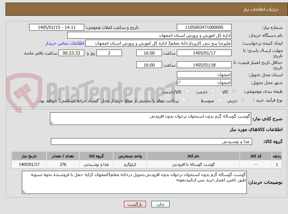 تصویر کوچک آگهی گوشت گوساله گرم بدون استخوان نرجوان بدون افزودنی
