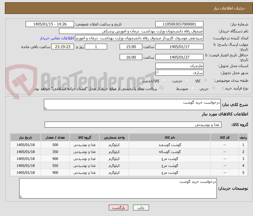 تصویر کوچک آگهی درخواست خرید گوشت
