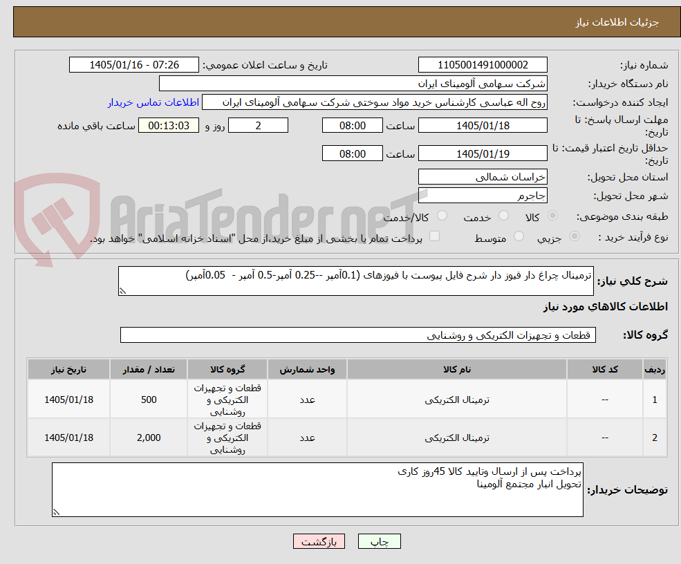 تصویر کوچک آگهی ترمینال چراغ دار فیوز دار شرح فایل پیوست با فیوزهای (0.1آمپر --0.25 آمپر-0.5 آمپر - 0.05آمپر)