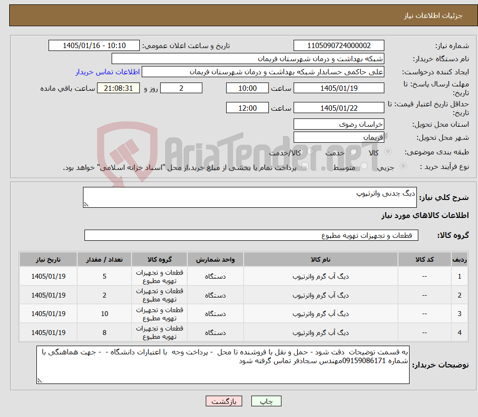 تصویر کوچک آگهی نیاز کالا-دیگ چدنی واترتیوپ
