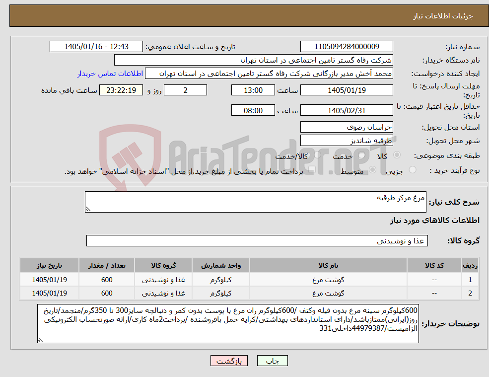تصویر کوچک آگهی نیاز کالا-مرغ مرکز طرقبه 