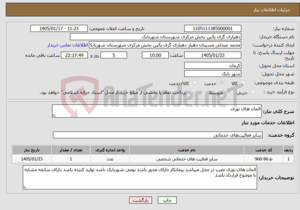 تصویر کوچک آگهی نیاز خدمات-المان های نوری