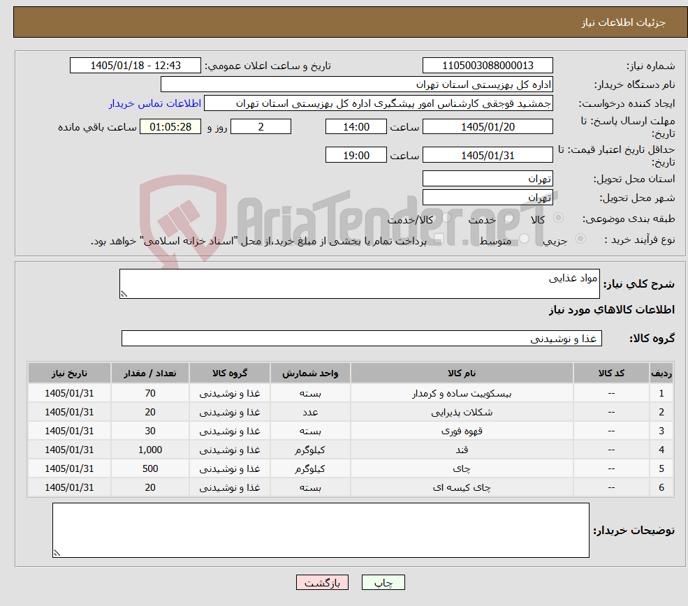 تصویر کوچک آگهی نیاز کالا-مواد غذایی