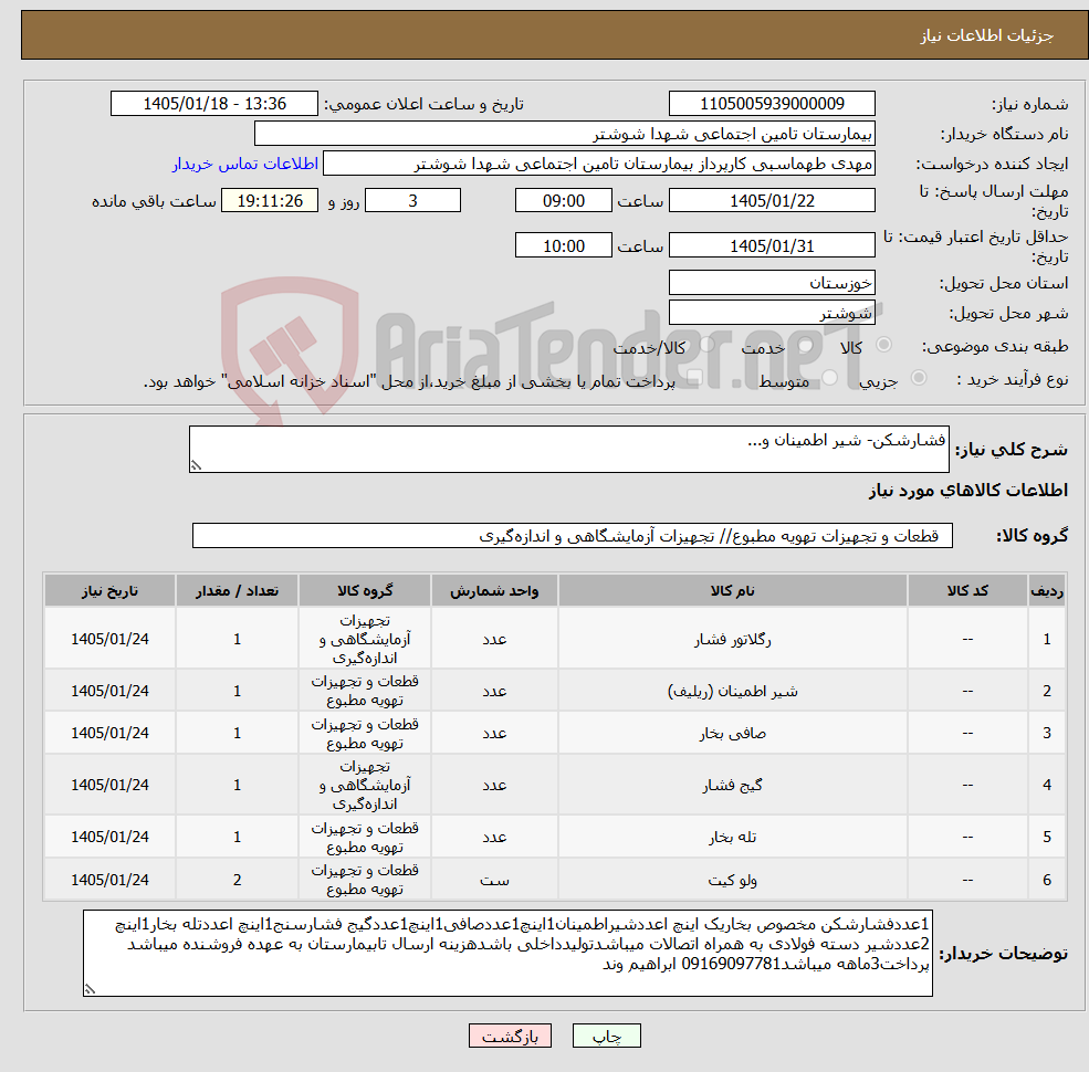 تصویر کوچک آگهی نیاز کالا-فشارشکن- شیر اطمینان و...
