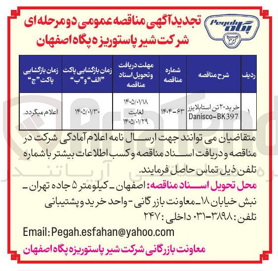 تصویر کوچک آگهی  خرید ۲۰ تن استابلایزر