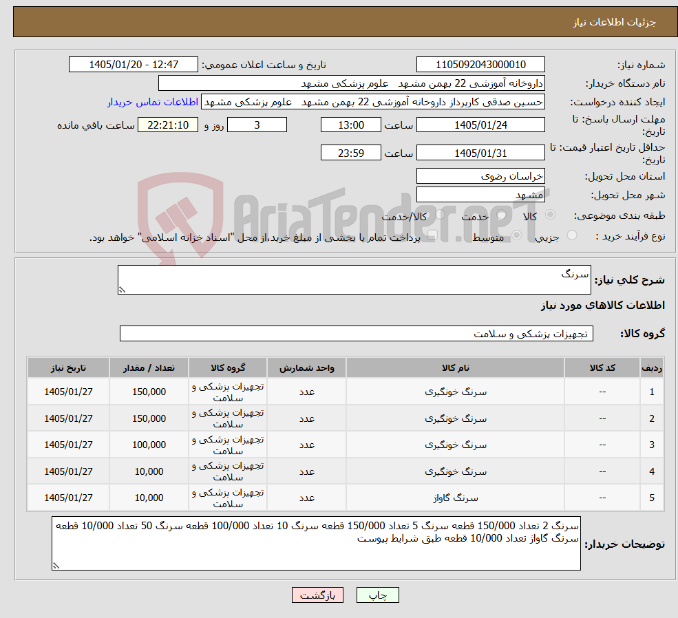تصویر کوچک آگهی نیاز کالا-سرنگ