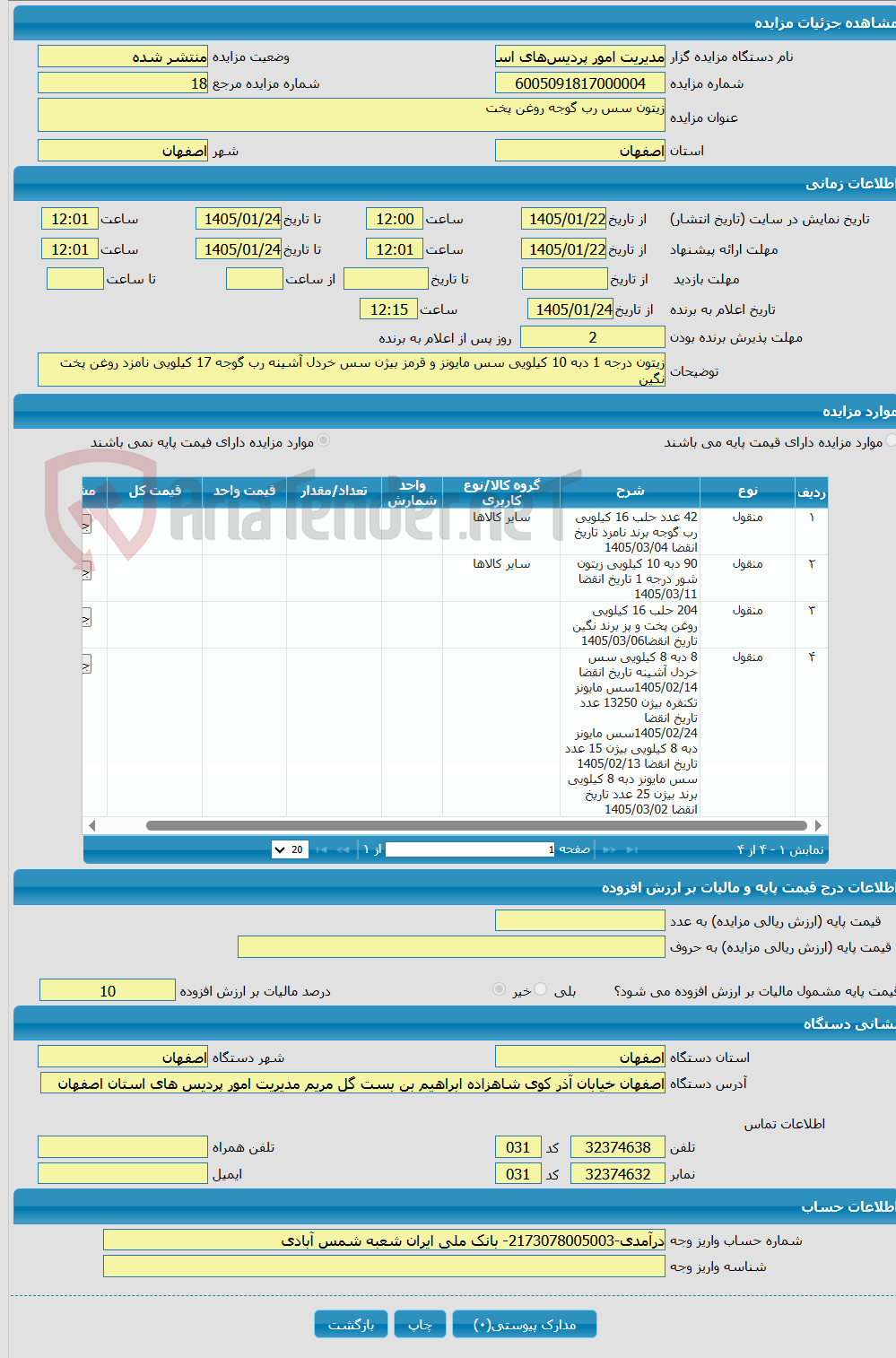 تصویر کوچک آگهی زیتون سس رب گوجه روغن پخت