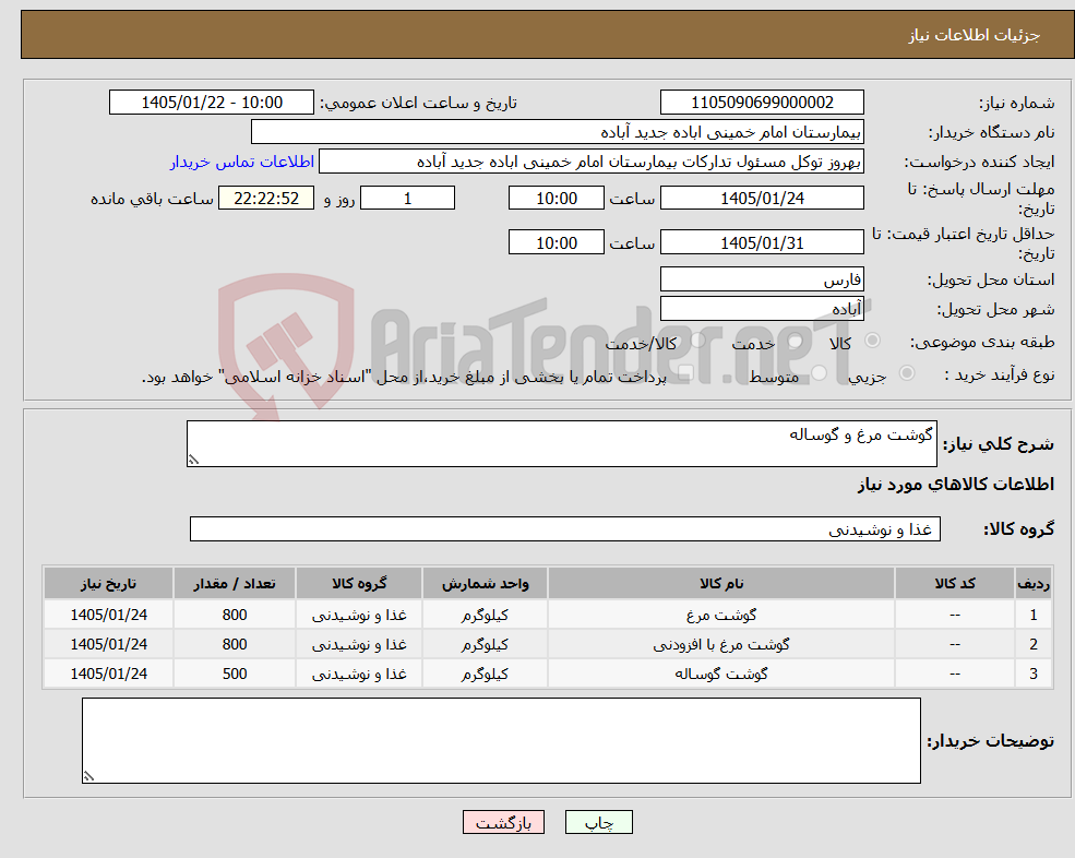 تصویر کوچک آگهی نیاز کالا-گوشت مرغ و گوساله