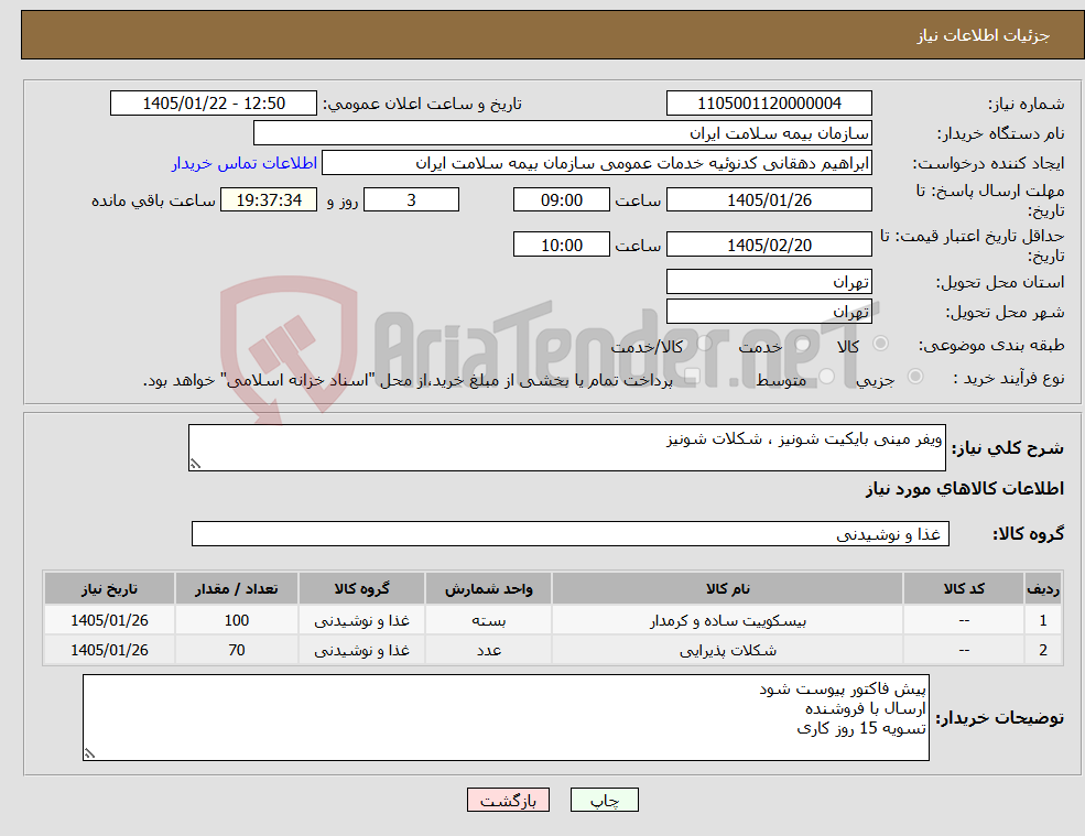 تصویر کوچک آگهی نیاز کالا-ویفر مینی بایکیت شونیز ، شکلات شونیز